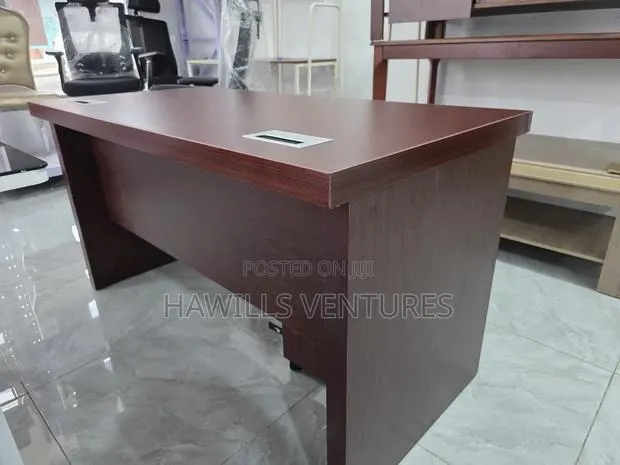 Mahogany-Finish Executive Office Desk With Cable Management Grommet. · Photo 1