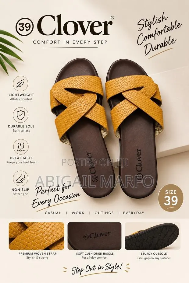 Stylish Clover Women's Premium Cross-Strap Slippers - Size 37-40 · Photo 1