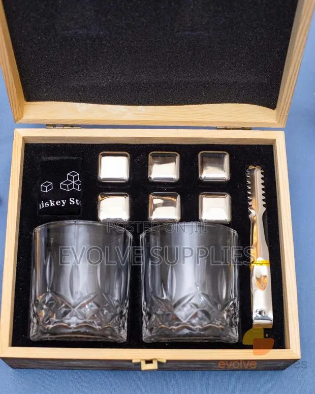 6pcs Stainless Whiskey Stones With 2 Glasses · Photo 1