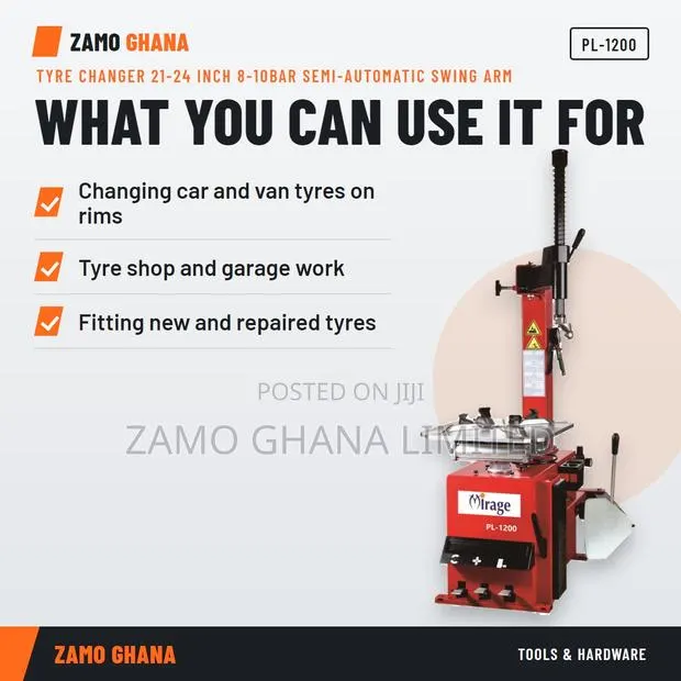 Tyre Changer 21-24 Inch 8-10Bar Semi-Automatic Swing Arm - PL-1200 · Photo 1
