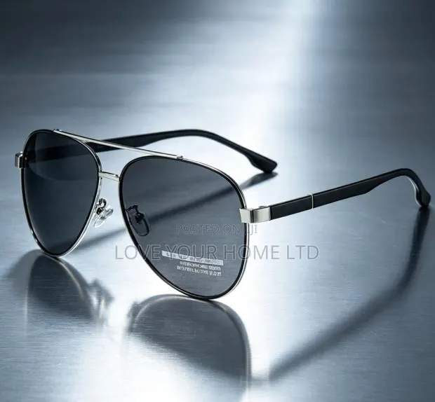 Men's Aviator Sunglasses – Black Frame Grey Lens – Polarized Style · Photo 2