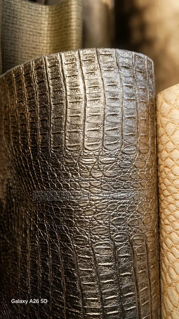 Premium Crocodile Embossed Leather Fabric – Luxury Upholstery Material · Photo 1