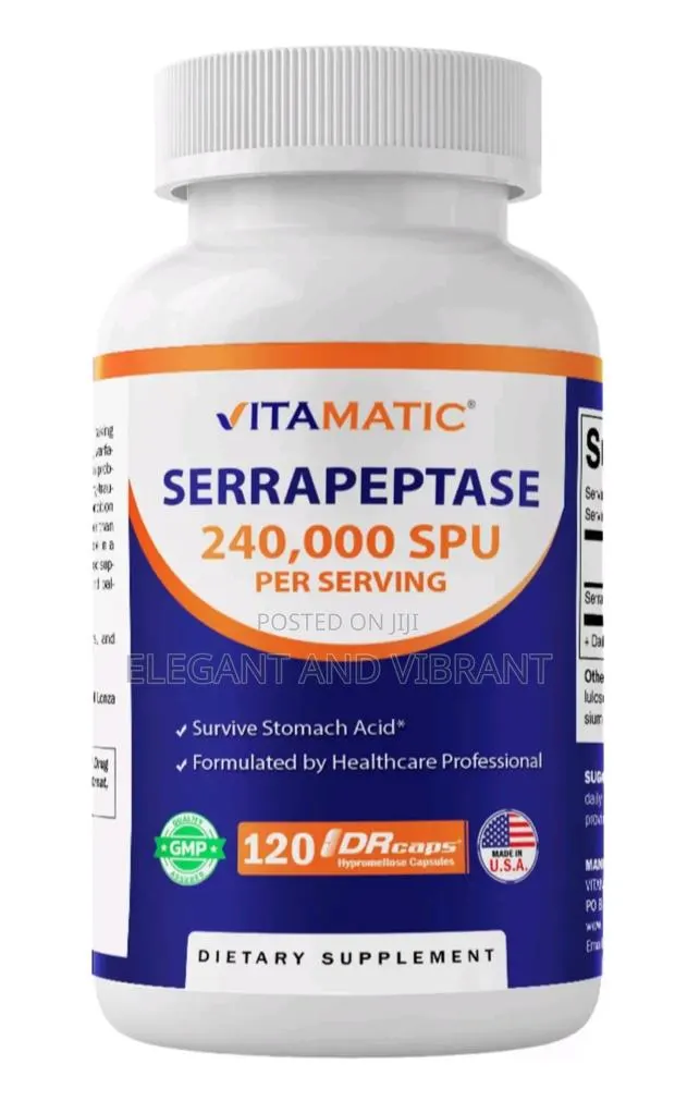 Serrapeptase 240,000 Spu Servings, 120 Capsules · Photo 1