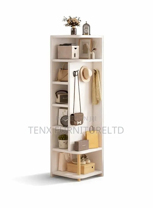 6 Compartments Corner Storage Cabinet With Coat Hanger · Photo 1