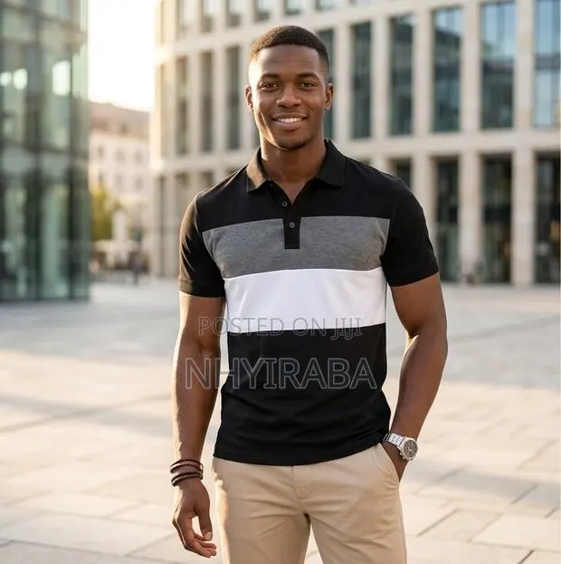 Men’s Three-Tone Business Polo T-Shirt – Cotton Smart Casual Wear · Photo 1