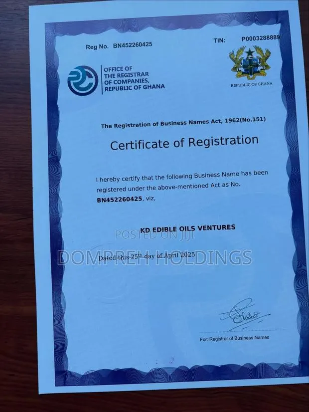 Business Name Registration Certificates · Photo 1