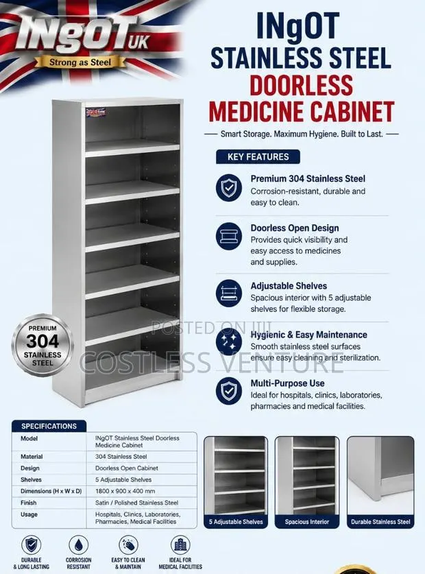 Ingot Stainless Steel Doorless Medicine Cabinet · Photo 1