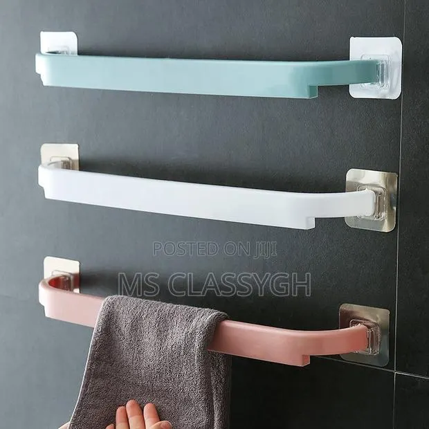 Adhesive Towel Rack Bathroom Towel Bar Shelf Wall Mounted Ha · Photo 1
