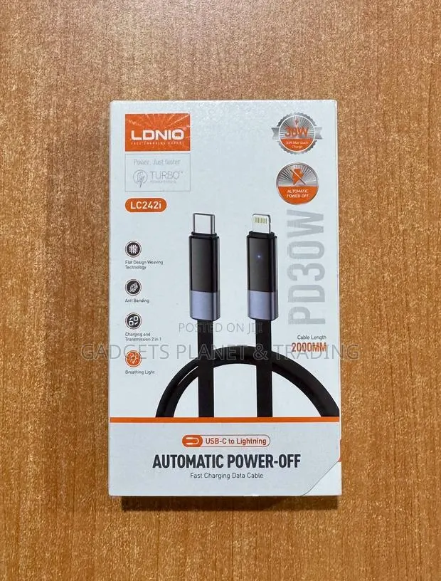 Ldnio Lc242i Pd 30w SuperFast Type-C to C Automatic Power Off 2M Cable · Photo 1
