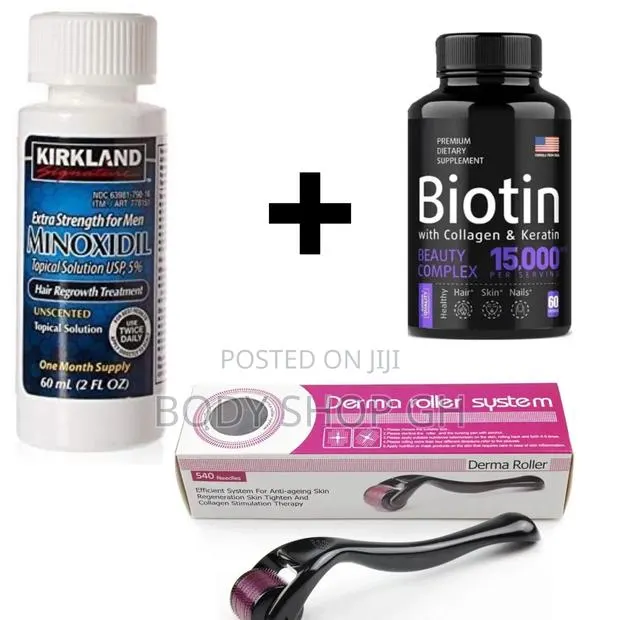 Beard Booster Combo Pack - [Minoxidil + Roller + Biotin ] · Photo 1
