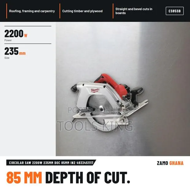 Circular Saw 2200W 235Mm Doc 85Mm In2 - CS85SB · Photo 1