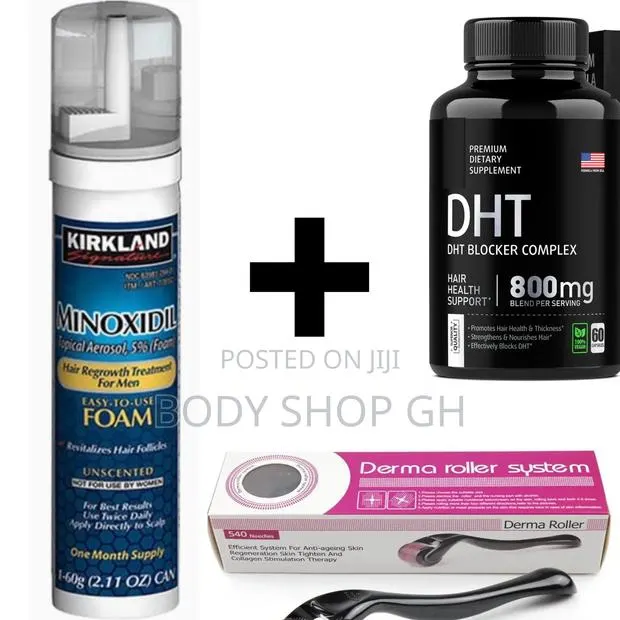 Kirkland Minoxidil Foam + Roller + DHT Blocker for Hairline · Photo 1