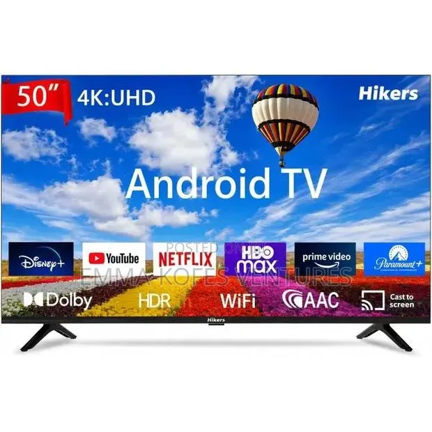 50'' iSMART TV UHD ,Frameless, 1.5G+8G, IR Remote- Black · Photo 1