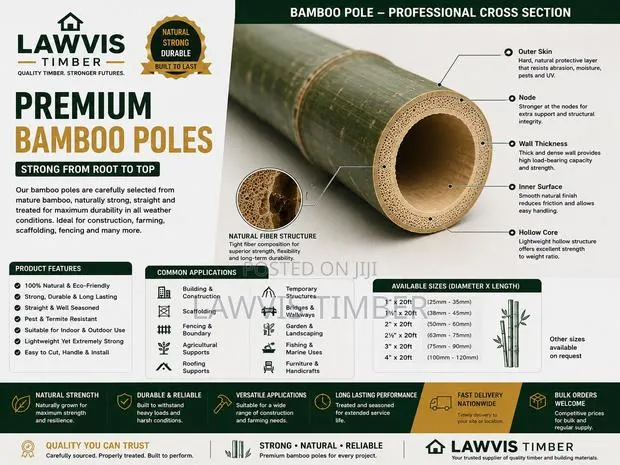 Bamboo Poles | Strong, Natural Durable for Construction · Photo 1