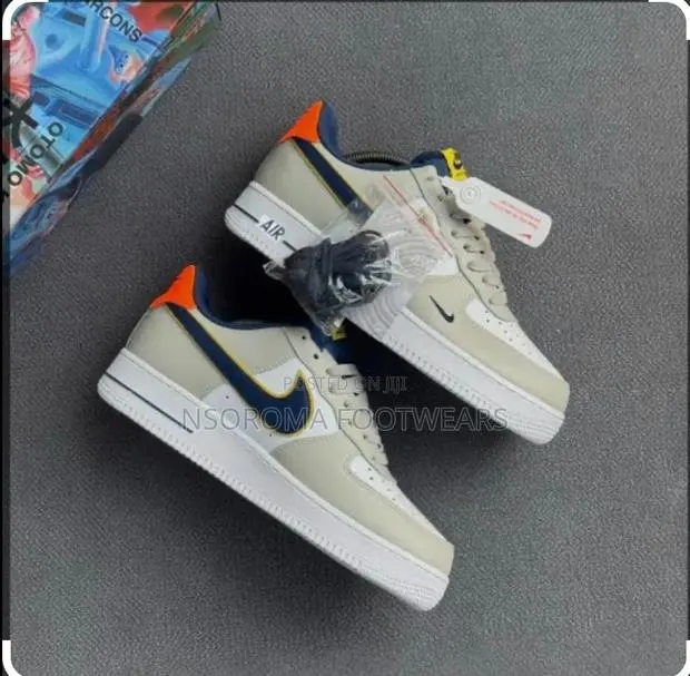 Nike Air Force 1 Grey Navy Orange Sneakers – Sizes 40–45 | GH₵270 · Photo 1