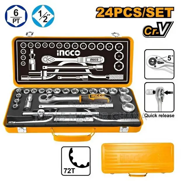 24 Pcs 1/2" Socket Set - Hkts0243 · Photo 1