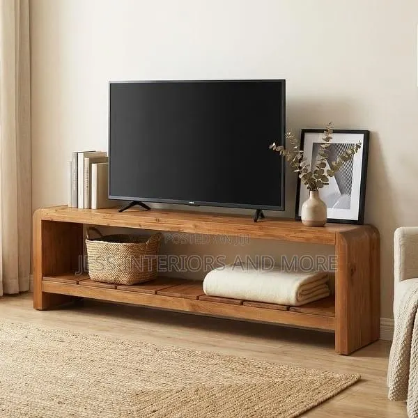 TV Stand for 65-Inch TVs - Brown (Solid Wood) · Photo 1
