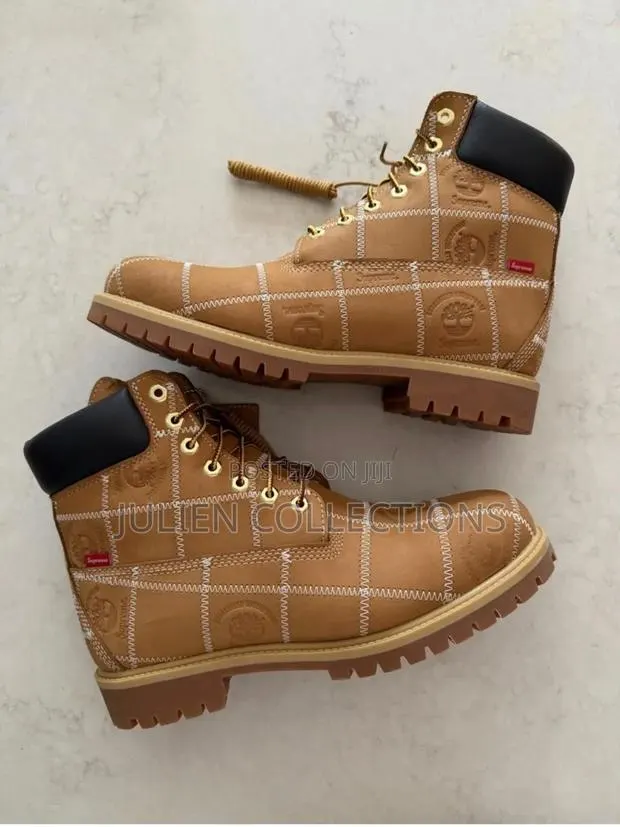 Timberland Boots Supreme Yellow Brown With White Stripes · Photo 1