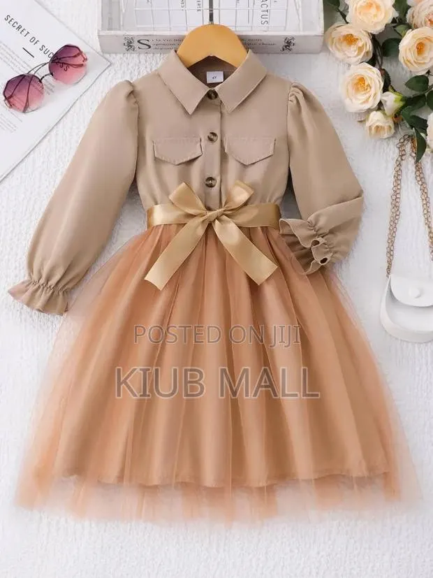 Girl Dress Brown With Bowtie