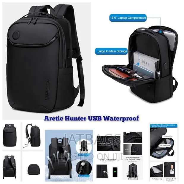 Black Waterproof Usb Laptop Backpack (Free Delivery) · Photo 1