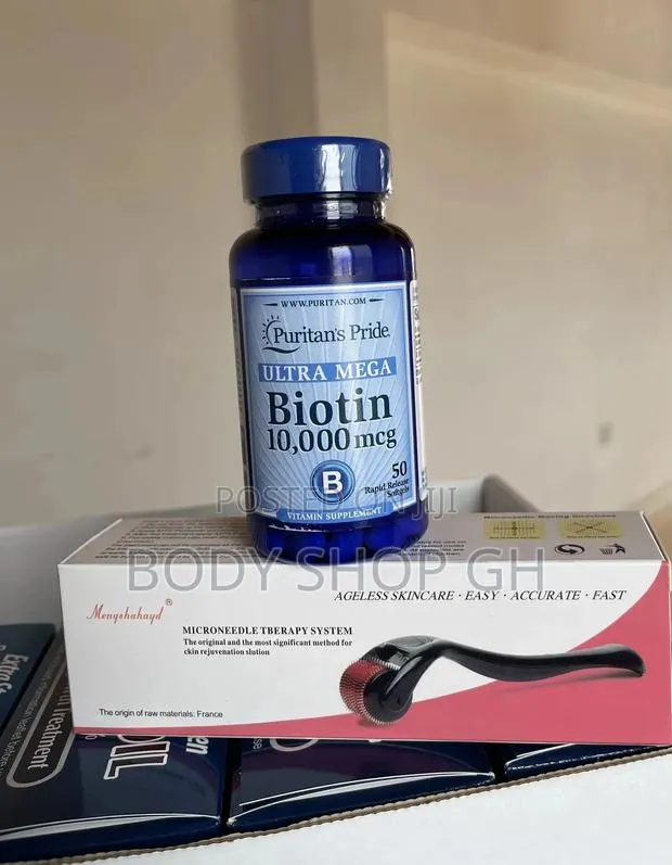 Biotin (10,000mcg) + Derma Roller for Receding Hairline · Photo 1