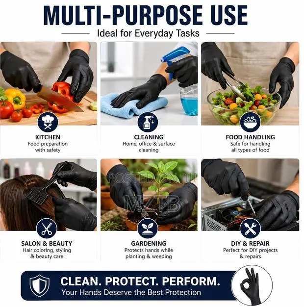 Nitrile Disposable Black Gloves Powder-Free & Latex-Free - 20pcs · Photo 2