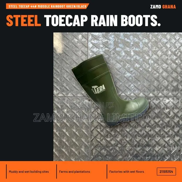 Steel Toecap 44# Midsole Rainboot Green/Black - · Photo 1