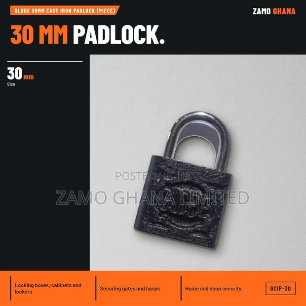 Globe 30Mm Cast Iron Padlock (Piece) - GCIP-30 · Photo 1