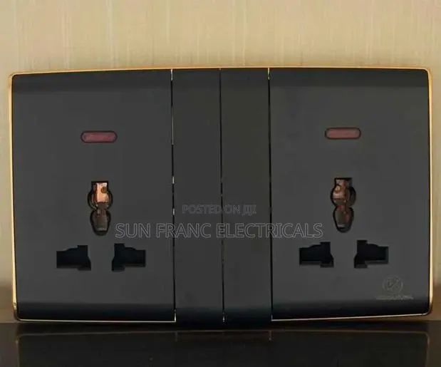 Black Gold Lines Design Double Multi Socket · Photo 1