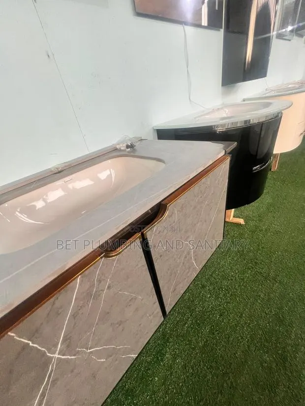 European Marble Cabinet Basin_grey And Gold Wash Hand Cabinet Basin · Photo 1