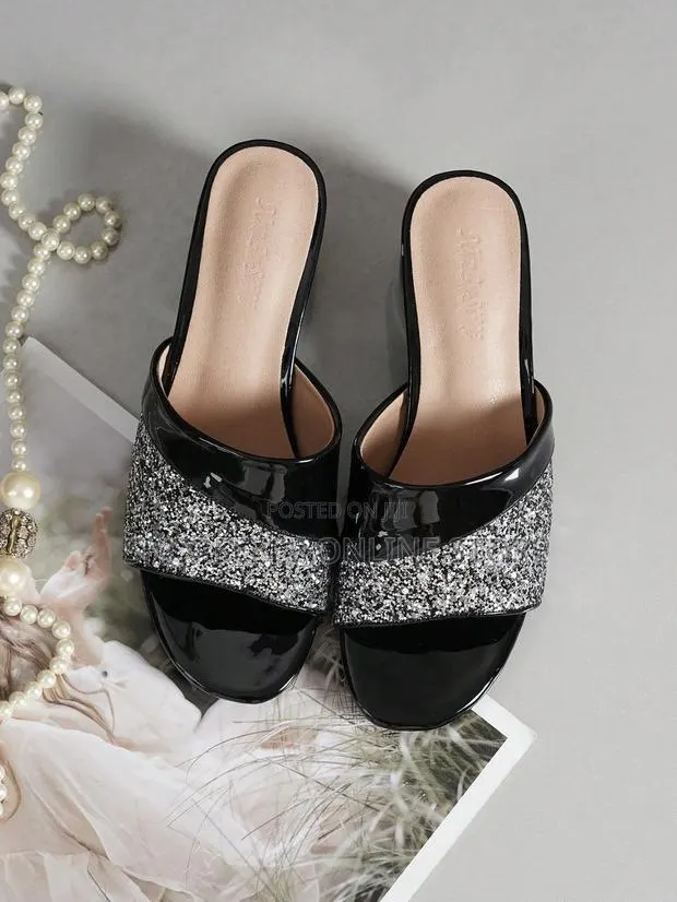 Women's Fashion Glitter Heels Sandals Slip-On · Photo 2