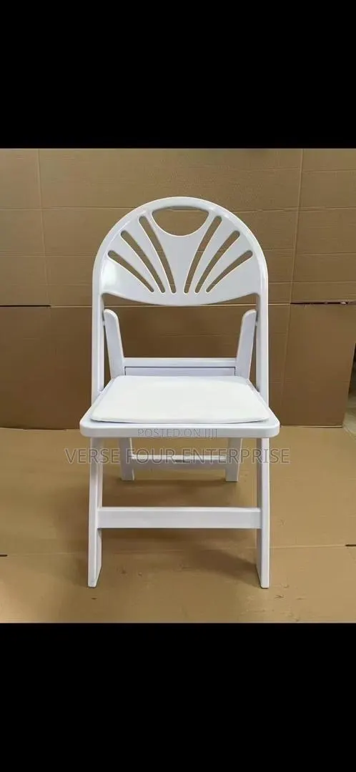 White Folding Chair With Padded Seat