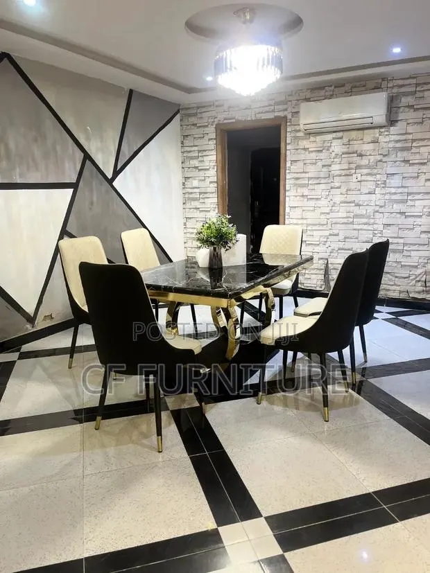 6 Chairs Marble Dining Table Set · Photo 1