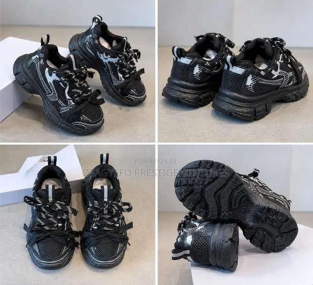Kids Boys Girls Fashion Chunky Sneakers – Black · Photo 2