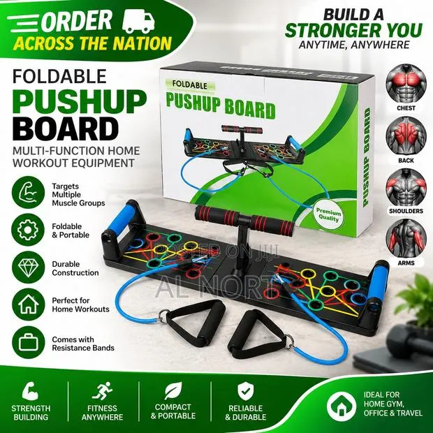 Foldable Push-Up Board With Resistance Bands · Photo 1