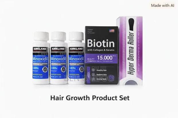 3 Kirkland Bottles+1 Biotin+1 Derma Roller · Photo 1