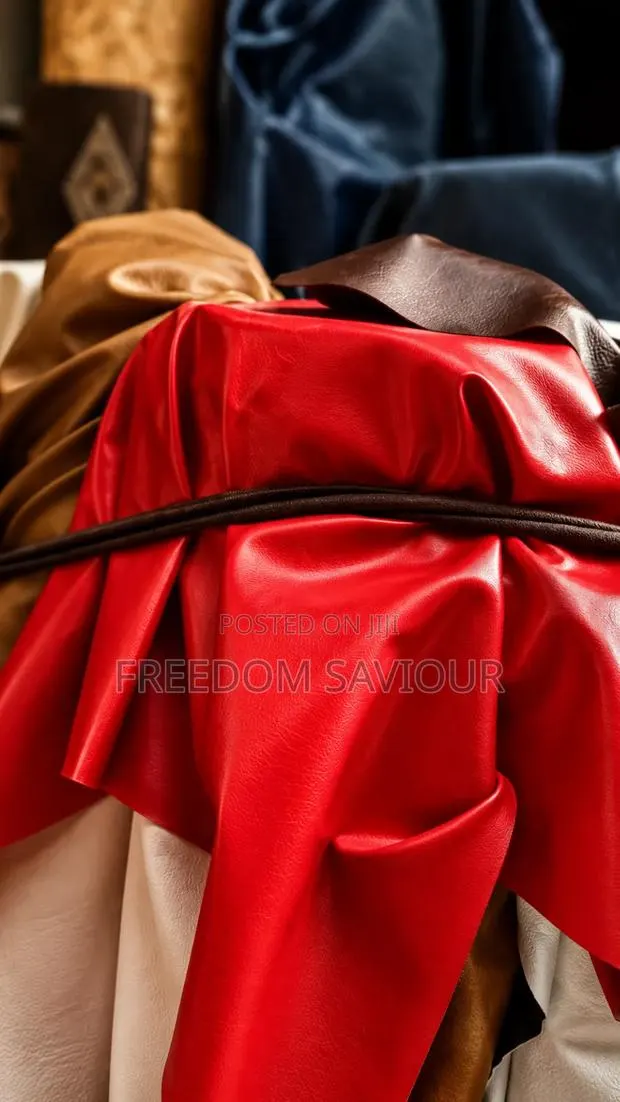 Premium Red Pu Leather Upholstery Fabric · Photo 1