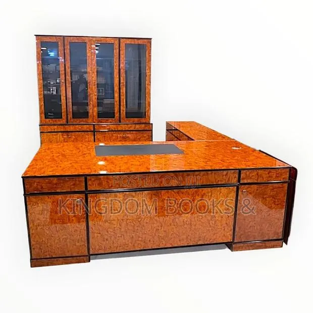 Luxury Executive L-Shaped Desk With Matching Wall Bookcase Cabinet · Photo 1