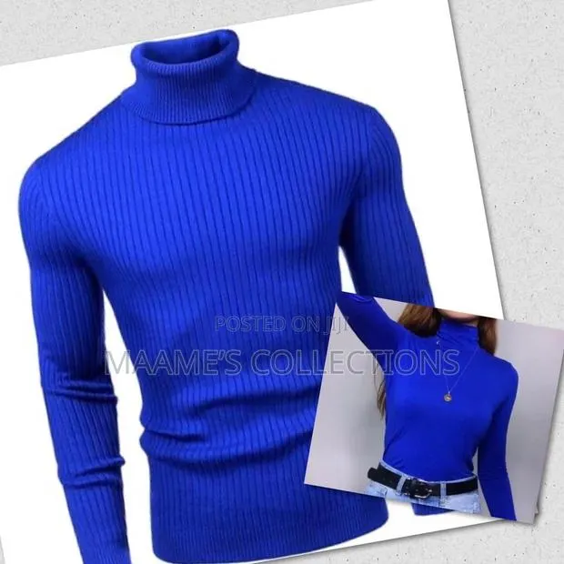 Unisex Solid Thermal Turtleneck Knit Sweater · Photo 1