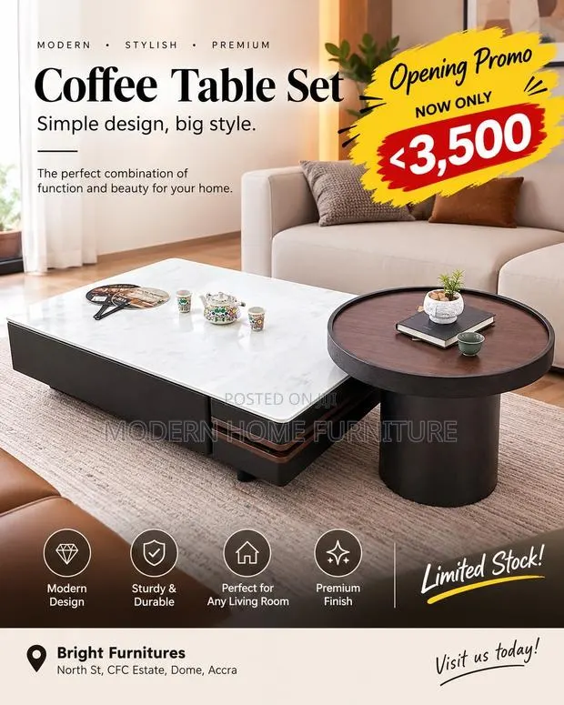 Modern Coffee Table Set | Imported | Opening Promo | Under GH₵3,500 · Photo 1