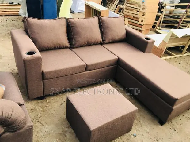 Cutest Brown L Shape Sofas Plus Table · Photo 1