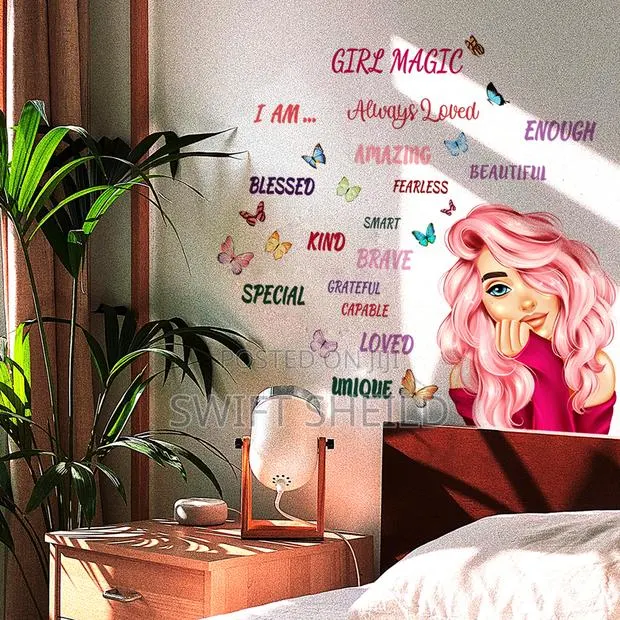 Pink Hair Girl Wall Sticker · Photo 1