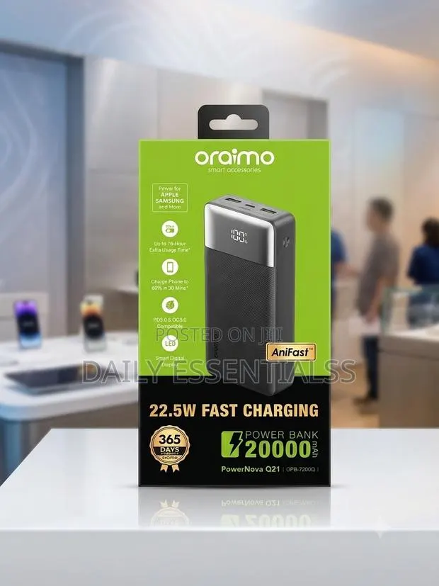 New Oraimo 20000mAh Portable Fast Charging Power Bank · Photo 1