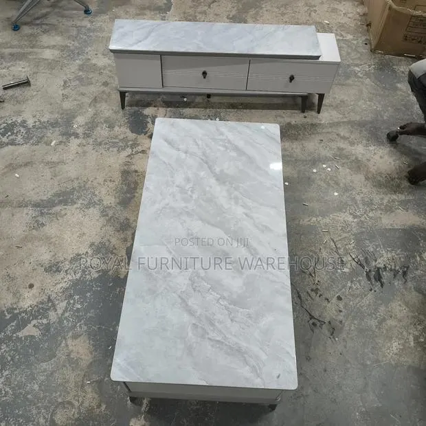 Gray Marble Top Tv Stand and Center Table Set · Photo 1