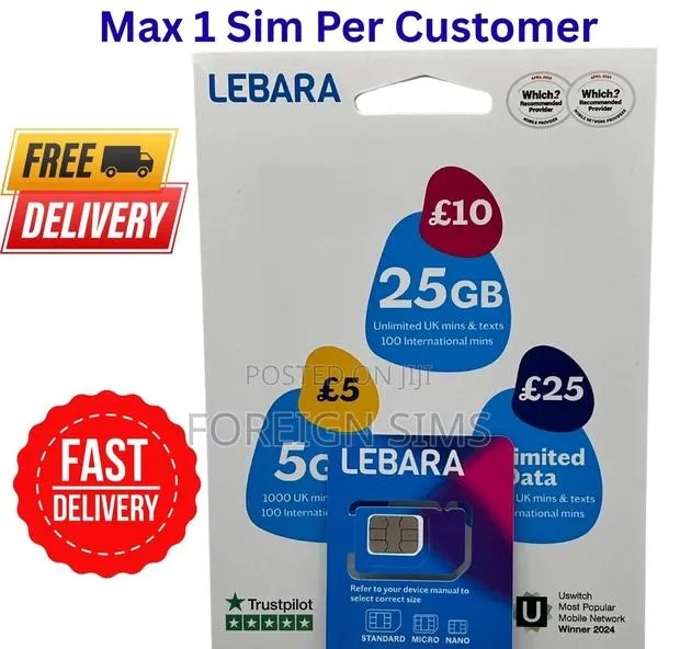 Uk Sim Card With £5 Credit in Ghana – Instant Activation SMS Ready · Photo 1