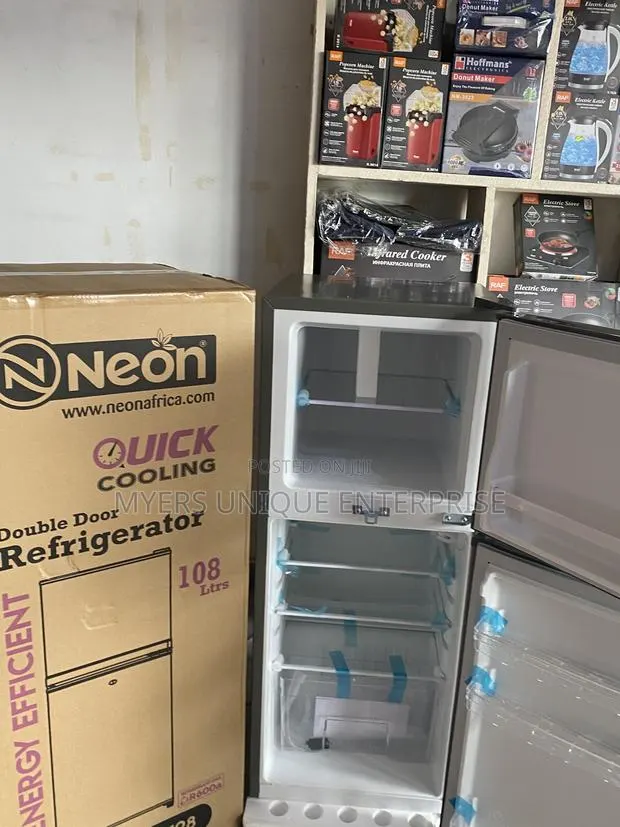 Adjustable Shelves and Door Racks Double Door Fridge 108L · Photo 1