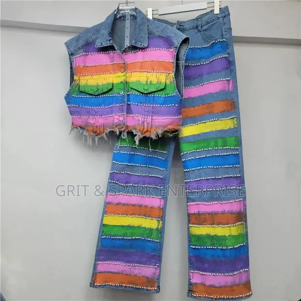 Brand New Palato Rainbow Pearls Jeans Trouser Jacket From Holland · Photo 1