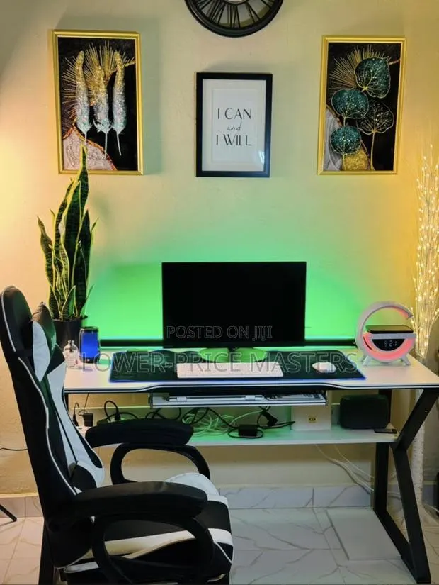 Table With Keyboard Tray and Gaming Chair · Photo 1
