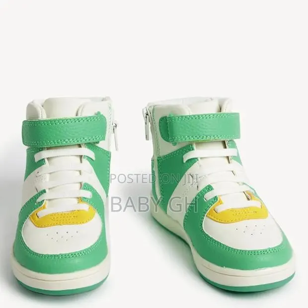 M S Kids Green White High Top Trainers · Photo 1