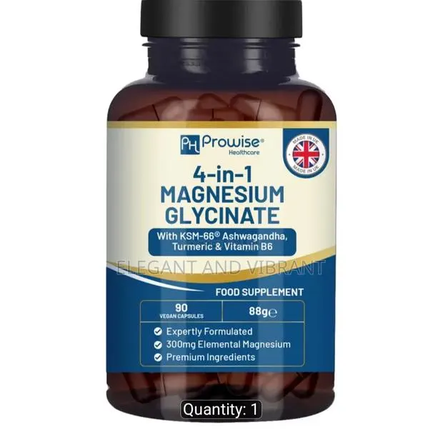 4-in-1 Magnesium Glycinate Added With KSM-66 Ashwagandha,Turmeric& B6 · Photo 1